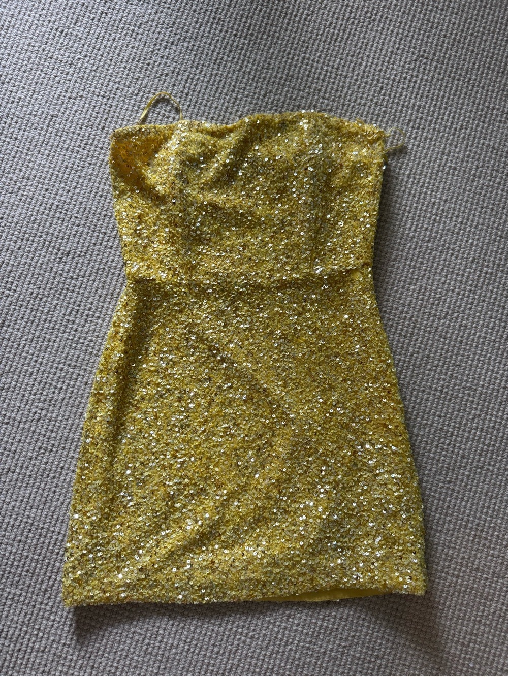 Scene Weaver Gold Sequin Strapless Mini Dress